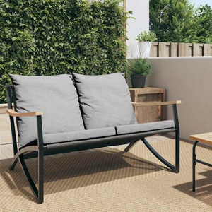 vidaXL, vidaXL Gartenbank mit Kissen 120 cm Schwarz Stahl