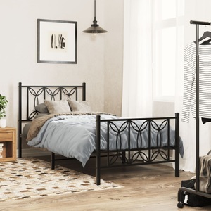 vidaXL, vidaXL Bettgestell mit Kopf- und Fußteil Metall Schwarz 75x190 cm, vidaXL Bettgestell mit Kopf- und Fußteil Metall Schwarz 75x190 cm