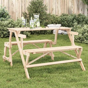 vidaXL, vidaXL Picknicktisch mit Bänken 2-in-1 Massivholz Tanne, vidaXL Picknicktisch mit Bänken 2-in-1 Massivholz Tanne