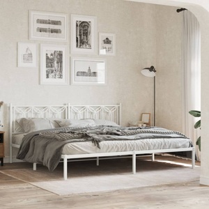 vidaXL, vidaXL Bettgestell mit Kopfteil Metall Weiß 200x200 cm