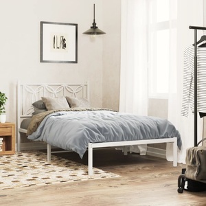 vidaXL, vidaXL Bettgestell mit Kopfteil Metall Weiß 100x190 cm