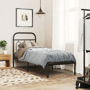 vidaXL, vidaXL Bettgestell mit Kopfteil Metall Schwarz 75x190 cm, vidaXL Bettgestell mit Kopfteil Metall Schwarz 75x190 cm
