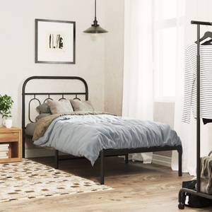 vidaXL, vidaXL Bettgestell mit Kopfteil Metall Schwarz 80x200 cm, vidaXL Bettgestell mit Kopfteil Metall Schwarz 80x200 cm