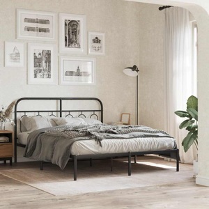 vidaXL, vidaXL Bettgestell mit Kopfteil Metall Schwarz 135x190 cm, vidaXL Bettgestell mit Kopfteil Metall Schwarz 135x190 cm