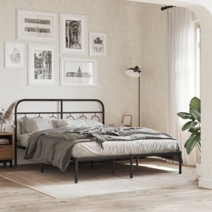 vidaXL, vidaXL Bettgestell mit Kopfteil Metall Schwarz 140x190 cm, vidaXL Bettgestell mit Kopfteil Metall Schwarz 140x190 cm