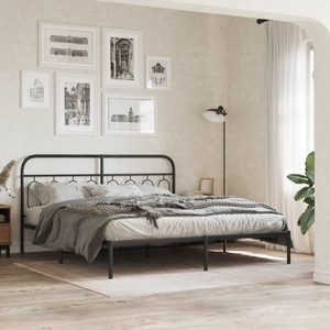 vidaXL, vidaXL Bettgestell mit Kopfteil Metall Schwarz 183x213 cm, vidaXL Bettgestell mit Kopfteil Metall Schwarz 183x213 cm