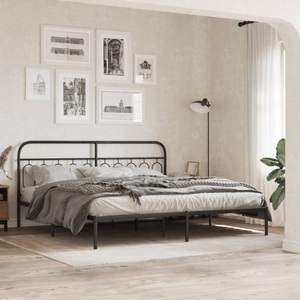 vidaXL, vidaXL Bettgestell mit Kopfteil Metall Schwarz 200x200 cm, vidaXL Bettgestell mit Kopfteil Metall Schwarz 200x200 cm