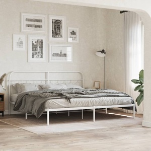 vidaXL, vidaXL Bettgestell mit Kopfteil Metall Weiß 200x200 cm, vidaXL Bettgestell mit Kopfteil Metall Weiß 200x200 cm