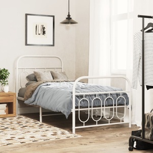 vidaXL, vidaXL Bettgestell mit Kopf- und Fußteil Metall Weiß 90x190 cm