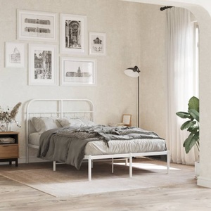 vidaXL, vidaXL Bettgestell mit Kopfteil Metall Weiß 120x200 cm, vidaXL Bettgestell mit Kopfteil Metall Weiß 120x200 cm