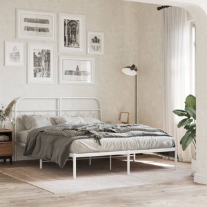 vidaXL, vidaXL Bettgestell mit Kopfteil Metall Weiß 140x190 cm, vidaXL Bettgestell mit Kopfteil Metall Weiß 140x190 cm