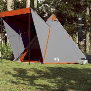 vidaXL, vidaXL Tipi-Familienzelt 6 Personen Grau Wasserdicht, vidaXL Tipi-Familienzelt 6 Personen Grau Wasserdicht