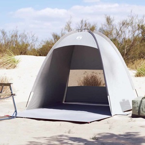 vidaXL, vidaXL Strandzelt 3 Personen Grau Wasserdicht