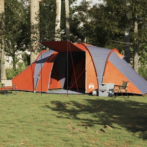 vidaXL, vidaXL Kuppel-Familienzelt 6 Personen Grau und Orange Wasserdicht, vidaXL Kuppel-Familienzelt 6 Personen Grau und Orange Wasserdicht