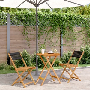 vidaXL, vidaXL 3-tlg. Bistro-Set Schwarz Polypropylen und Massivholz