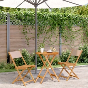 vidaXL, vidaXL 3-tlg. Bistro-Set Taupe Stoff und Massivholz