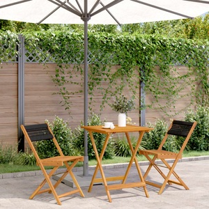 vidaXL, vidaXL 3-tlg. Bistro-Set Schwarz Polypropylen und Massivholz
