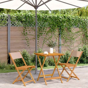 vidaXL, vidaXL 3-tlg. Bistro-Set Taupe Stoff und Massivholz