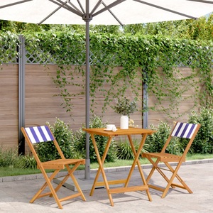 vidaXL, vidaXL 3-tlg. Bistro-Set Blau und Weiß Stoff und Massivholz