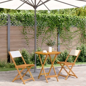 vidaXL, vidaXL 3-tlg. Bistro-Set Cremeweiß Stoff und Massivholz