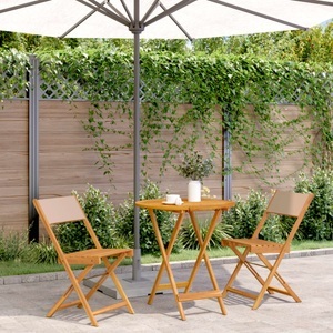 vidaXL, vidaXL 3-tlg. Bistro-Set Taupe Stoff und Massivholz