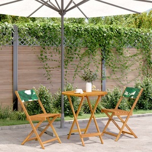 vidaXL, vidaXL 3-tlg. Bistro-Set Blattmuster Stoff und Massivholz