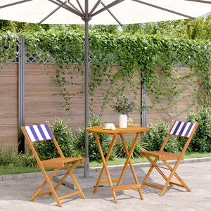 vidaXL, vidaXL 3-tlg. Bistro-Set Blau und Weiß Stoff und Massivholz