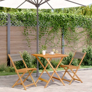vidaXL, vidaXL 3-tlg. Bistro-Set Grau Polypropylen und Massivholz