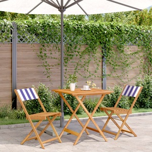 vidaXL, vidaXL 3-tlg. Bistro-Set Blau und Weiß Stoff und Massivholz