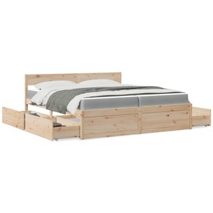 vidaXL, vidaXL Bett mit Schubladen und Matratze 200x200 cm Massivholz Kiefer, vidaXL Bett mit Schubladen und Matratze 200x200 cm Massivholz Kiefer