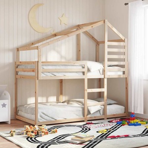 vidaXL, vidaXL Etagenbett mit Dach 75x190 cm Massivholz Kiefer