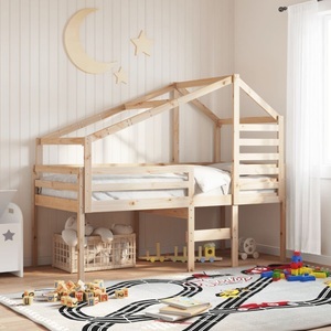 vidaXL, vidaXL Hochbett mit Dach 75x190 cm Massivholz Kiefer, vidaXL Hochbett mit Dach 75x190 cm Massivholz Kiefer