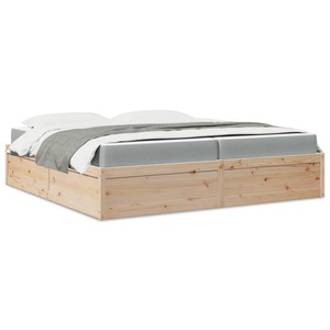 vidaXL, vidaXL Bett mit Matratze 200x200 cm Massivholz Kiefer, vidaXL Bett mit Matratze 200x200 cm Massivholz Kiefer