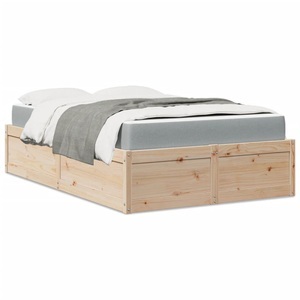 vidaXL, vidaXL Bett mit Matratze 120x200 cm Massivholz Kiefer, vidaXL Bett mit Matratze 120x200 cm Massivholz Kiefer
