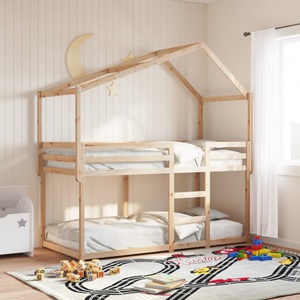 vidaXL, vidaXL Etagenbett mit Dach 75x190 cm Massivholz Kiefer