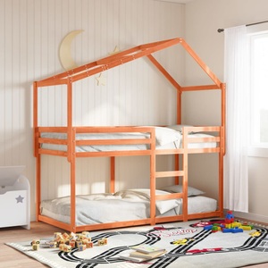 vidaXL, vidaXL Etagenbett mit Dach Wachsbraun 75x190 cm Massivholz Kiefer