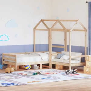 vidaXL, vidaXL Tagesbett und Bank mit Dach 90x200 cm Kiefernholz