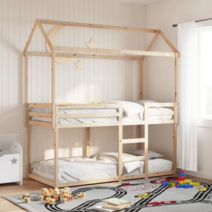 vidaXL, vidaXL Etagenbett mit Dach 75x190 cm Massivholz Kiefer, vidaXL Etagenbett mit Dach 75x190 cm Massivholz Kiefer