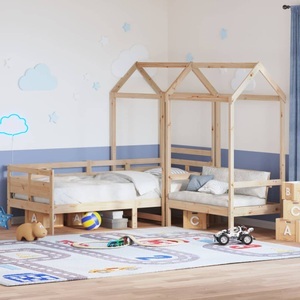 vidaXL, vidaXL Tagesbett und Bank mit Dach 80x200 cm Kiefernholz