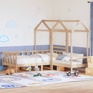 vidaXL, vidaXL Tagesbett und Bank mit Dach 90x190 cm Kiefernholz