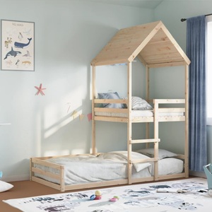 vidaXL, vidaXL Etagenbett mit Dach 90x190 cm Massivholz Kiefer
