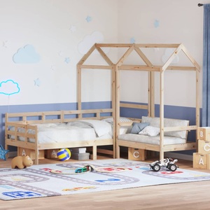 vidaXL, vidaXL Tagesbett und Bank mit Dach 80x200 cm Kiefernholz