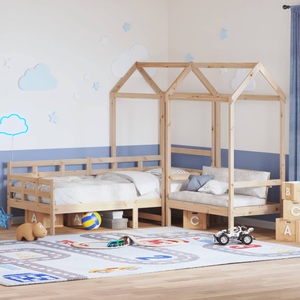 vidaXL, vidaXL Tagesbett und Bank mit Dach 90x190 cm Kiefernholz