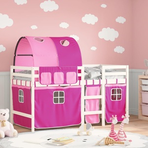 vidaXL, vidaXL Kinderhochbett mit Tunnel Rosa 80x200 cm Massivholz Kiefer, vidaXL Kinderhochbett mit Tunnel Rosa 80x200 cm Massivholz Kiefer