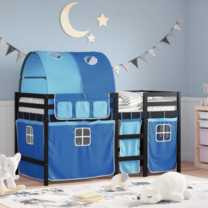 vidaXL, vidaXL Kinderhochbett mit Tunnel Blau 80x200 cm Massivholz Kiefer, vidaXL Kinderhochbett mit Tunnel Blau 80x200 cm Massivholz Kiefer