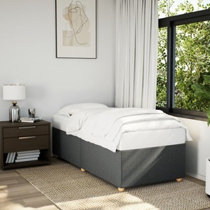 vidaXL, vidaXL Bettgestell Dunkelgrau 90x200 cm Stoff, vidaXL Bettgestell ohne Matratze Dunkelgrau 90x200 cm Stoff