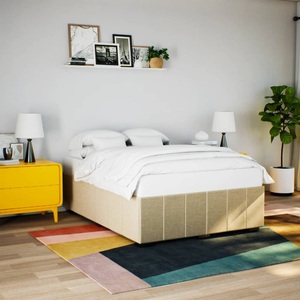 vidaXL, vidaXL Bettgestell ohne Matratze Creme 140x190 cm Stoff