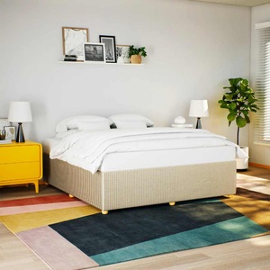 vidaXL, vidaXL Bettgestell ohne Matratze Creme 200x200 cm Stoff