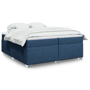 vidaXL, vidaXL Boxspringbett mit Matratze Blau 200x200 cm Stoff
