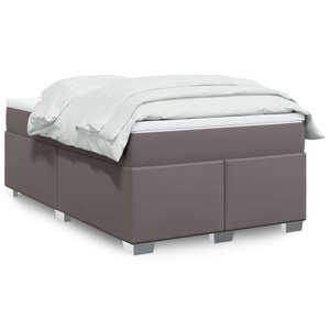 vidaXL, vidaXL Boxspringbett mit Matratze Grau 120x200 cm Kunstleder, vidaXL Boxspringbett mit Matratze Grau 120x200 cm Kunstleder